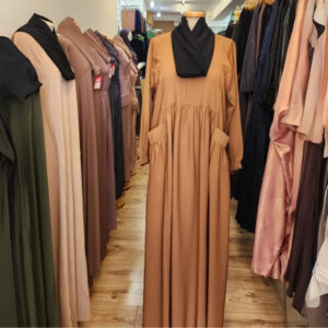 Stylish Cream Abaya with Pockets